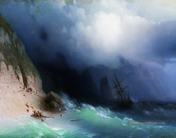 romantique romantisme Tableau Peinture - le naufrage près des rochers 1870 Romantique Ivan Aivazovsky russe